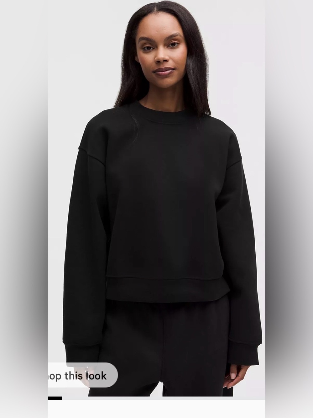 Lululemon Steady State Black Crewneck Pullover Sweatshirt